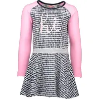 Bampidano Meisjes Jurk - Lange mouw - Elastieken tailleband - Navy allover (Maat 98)