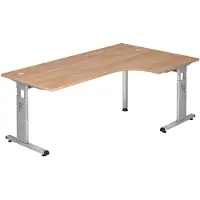 Hjh OFFICE PRO MEGA 82 S - Hout C Voet zilver 200 x 120 Walnoot/Zilver Tafelhoogte I In hoogte verstelbaar