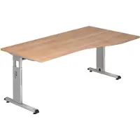 Hjh OFFICE PRO MEGA 18 S - 180 x 100 Walnoot/Zilver Tafelhoogte I In hoogte verstelbaar