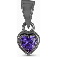 New Bling 9SIL-21844 Zilveren Hanger - Dames - Zirkonia - Hartje - Paars - 5,3 mm - Rhodium - Zilver