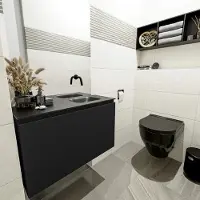 Mondiaz Olan 80cm toiletmeubel urban met wastafel urban rechts geen kraangat