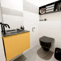 Mondiaz Olan 60cm toiletmeubel ocher met wastafel urban links 1 kraangat