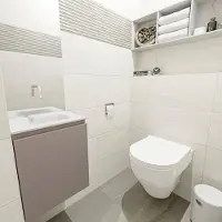 Mondiaz olan 40 cm toiletmeubel smoke. Lex wastafel talc midden geen kraangat