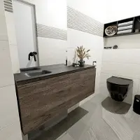 Mondiaz Olan 120cm toiletmeubel dark brown met wastafel urban links geen kraangat