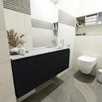 Mondiaz olan 120 cm toiletmeubel urban. Lex wastafel talc rechts 1 kraangat