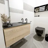Mondiaz Olan 100cm toiletmeubel washed oak met wastafel urban rechts 1 kraangat