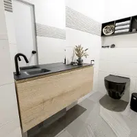 Mondiaz Olan 120cm toiletmeubel washed oak met wastafel urban links 1 kraangat