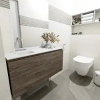 Mondiaz Olan 100cm toiletmeubel dark brown met wastafel talc links geen kraangat