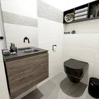 Mondiaz Olan 60cm toiletmeubel dark brown met wastafel urban rechts geen kraangat