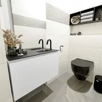 Mondiaz olan 80 cm toiletmeubel talc. Lex wastafel urban rechts 1 kraangat