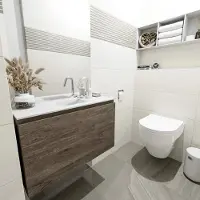 Mondiaz Olan 80cm toiletmeubel dark brown met wastafel talc midden 1 kraangat