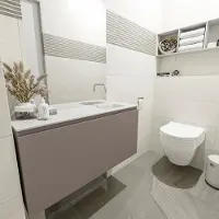 Mondiaz Olan 100cm toiletmeubel smoke met wastafel talc rechts geen kraangat