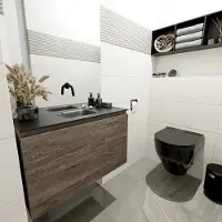 Mondiaz Olan 80cm toiletmeubel dark brown met wastafel urban midden geen kraangat