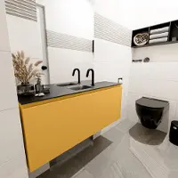 Mondiaz olan 120 cm toiletmeubel ocher. Lex wastafel urban midden 1 kraangat