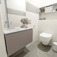 Mondiaz olan 80 cm toiletmeubel smoke. Lex wastafel talc links geen kraangat