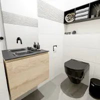 Mondiaz Olan 60cm toiletmeubel washed oak met wastafel urban links geen kraangat