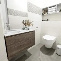 Mondiaz Olan 80cm toiletmeubel dark brown met wastafel talc links 1 kraangat