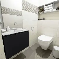 Mondiaz olan 60 cm toiletmeubel urban. Lex wastafel talc rechts geen kraangat