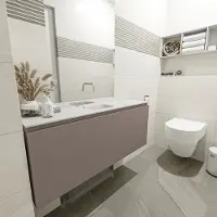 Mondiaz OLAN 120cm toiletmeubel smoke. LEX wastafel talc midden geen kraangat