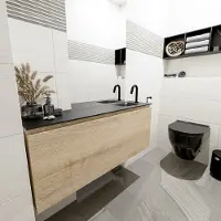 Mondiaz Olan 120cm toiletmeubel washed oak met wastafel urban rechts 1 kraangat
