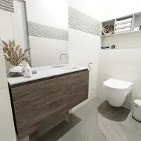Mondiaz olan 100 cm toiletmeubel dark brown. Lex wastafel talc rechts geen kraangat