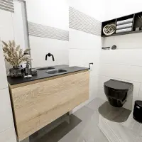 Mondiaz Olan 100cm toiletmeubel washed oak met wastafel urban midden geen kraangat