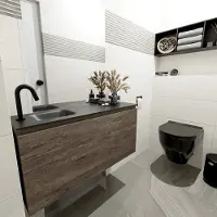 Mondiaz Olan 100cm toiletmeubel dark brown met wastafel urban links 1 kraangat