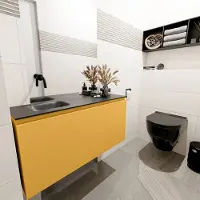 Mondiaz olan 100 cm toiletmeubel ocher. Lex wastafel urban links geen kraangat