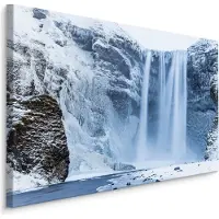Karo-art Schilderij - Waterval in de winter, premium print