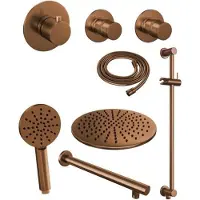 Brauer Copper Edition complete inbouw regendouche met 3 standen handdouche, rechte wandarm, glijstang en hoofddouche 30cm set 20 koper geborsteld PVD