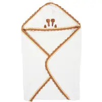 Childhome badcape met washand 80 cm wit/bruin