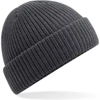 Beechfield Heren Beanie Wintermuts grafiet grijs 100% acryl extra warm door extra fleece laag