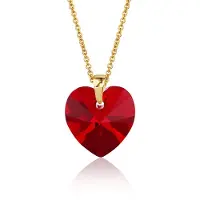 Montebello Ketting Fleur HG456 - Swarovski Hart - 925 Zilver Verguld - Ø14mm - 40cm
