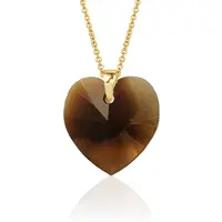 Montebello Ketting Daisy HG567 - Swarovski Hart - 925 Zilver Verguld - Ø18mm - 50cm