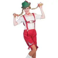 Vegaoo "Rood Tiroler kostuum short voor vrouwen - Verkleedkleding - Medium"