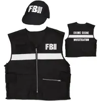 E-Carnavalskleding.nl FBI onderzoeker kostuum (zwart en wit, M/L)