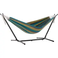 VIVERE Combo Sunbrella hangmat met standaard Kleur: bruin/groen/beige
