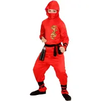 E-Carnavalskleding.nl Ninja rode draak kostuum (rood, 122)