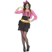 E-Carnavalskleding.nl 80's groupie meisje (zwart en hotpink, S)