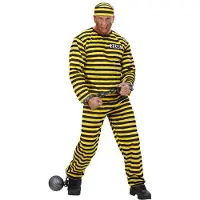 Widmann - Boef Kostuum - Gevangene Zwart-Geel Kostuum Man - geel,zwart - Small - Carnavalskleding - Verkleedkleding