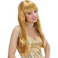 Finidi Gemma glitter pruik met gouddraadje