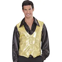 E-Carnavalskleding.nl Gilet pailletten goud (goud, L)
