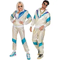 Widmann 80's trainingspak Hologram (zilver, blauw en paars, XL)