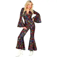 Finidi Disco 70's jumpsuit vrouw draai (multicolor, S)