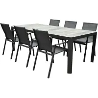 AVH-Collectie New Valley New Delhi dining tuinset 220x100x74,5 cm 7 delig antraciet