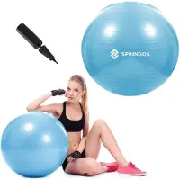 Springos Fitness Bal | Zitbal | Yoga Bal | Fitness | Lichtblauw | Inclusief Pomp | 55 cm
