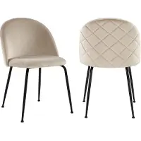 Vente-unique Set van 2 stoelen MELBOURNE - Fluweel en mat zwart metaal - Beige