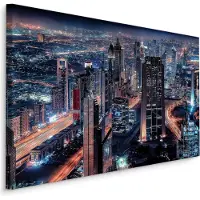 Karo-art Schilderij - Dubai bij nacht, prachtig overzicht, 4 maten, premium print