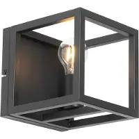 QAZQA Industriële wandlamp zwart kubus - Cage