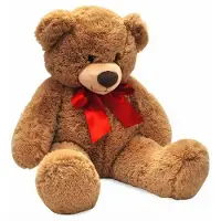 Verhaak Knuffelbeer Met Strik Xl Pluche 80 Cm Bruin/rood